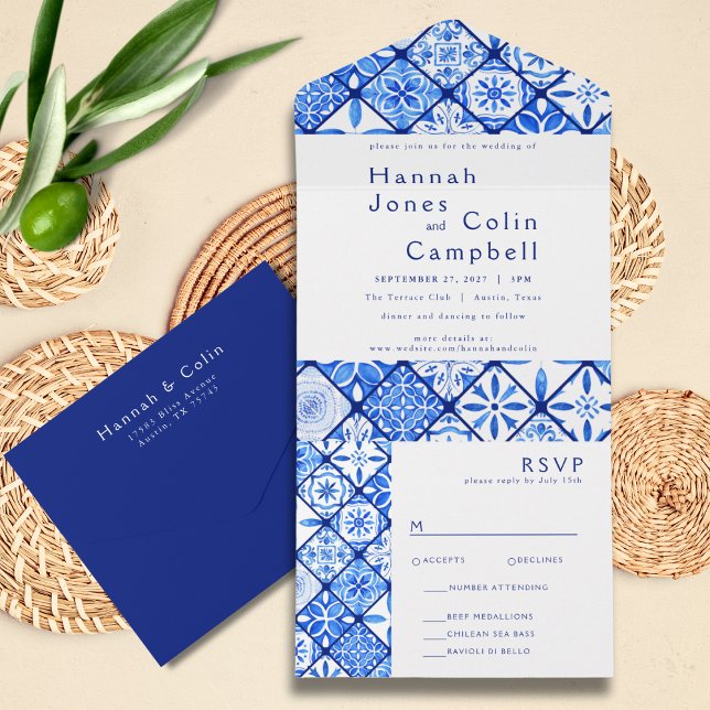 Casamento com Azulejos Azuis do Mediterrâneo Moder (Criador carregado)