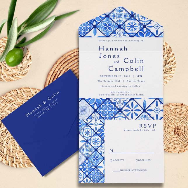 Casamento com Azulejos Azuis do Mediterrâneo Moder (Criador carregado)