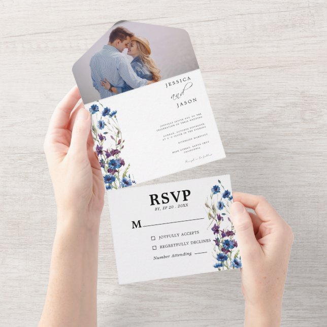 Casamento com Bllom Azul Roxo Dusty (Aba destacável)