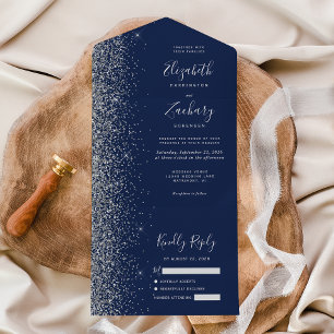 Casamento com brilho de prata azul do Marinho mode