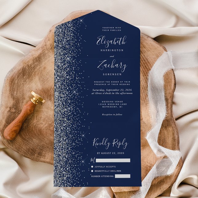 Casamento com brilho de prata azul do Marinho mode (Criador carregado)