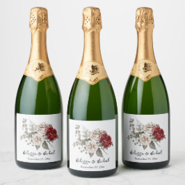 Casamento com Buquê de Flor de Creme e Rosa vermel