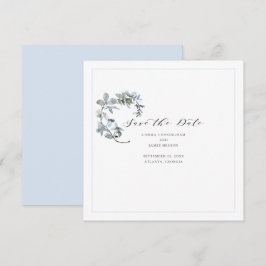 Casamento com Caligrafia Azul Salve o Cartão de Da