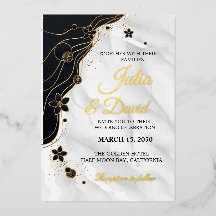 Casamento com Caligrafia Delicada em Ouro Real Ele