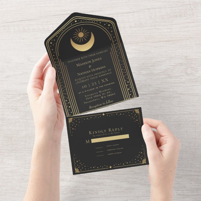 Casamento com Cartão Dourado de Tarot Místico Pret (Tearaway)