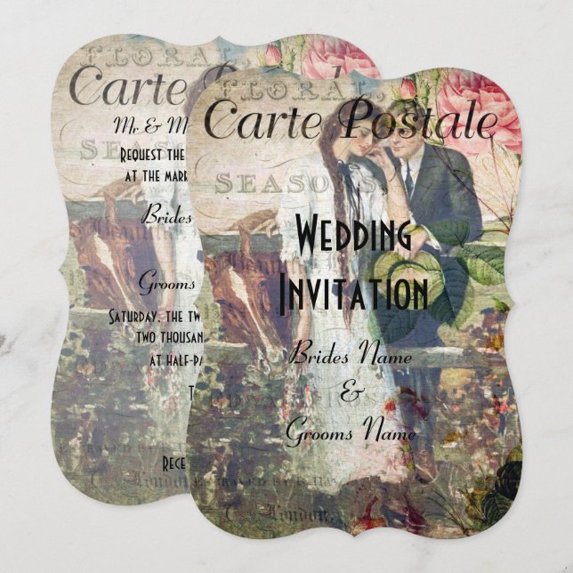 casamento com cartão postal bonito (Frente/Verso)