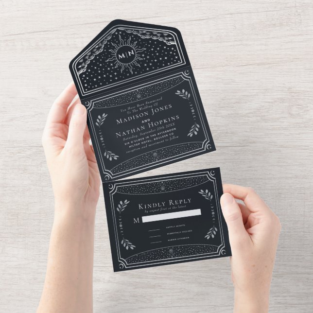 Casamento com Cartão Tarot Elegante Silver Foil (Tearaway)