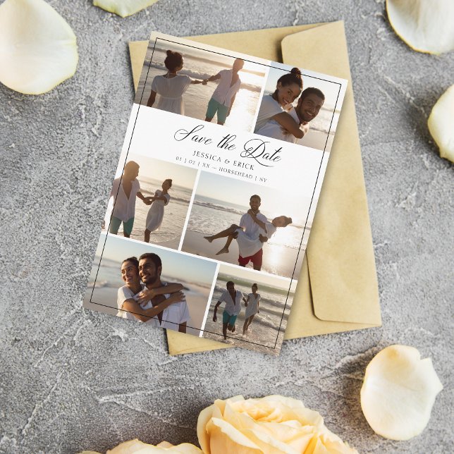 Casamento com Casal Black Modern Chic Collage 6 Fo (Criador carregado)