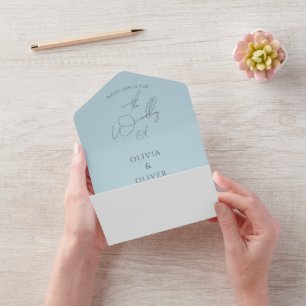 Casamento com código QR azul empoeirado