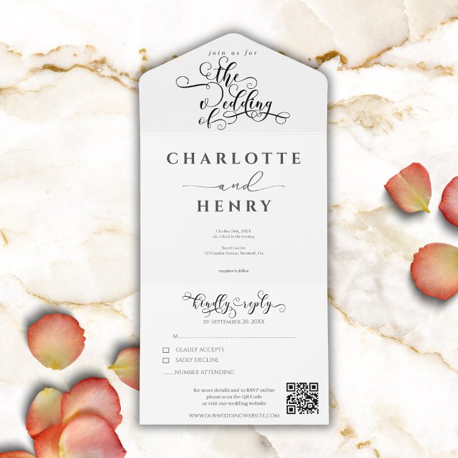 Casamento com Código QR Branco Elegante Minimalist (Criador carregado)