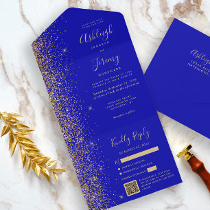 Casamento com Código QR de Brilhante Real Dourada 