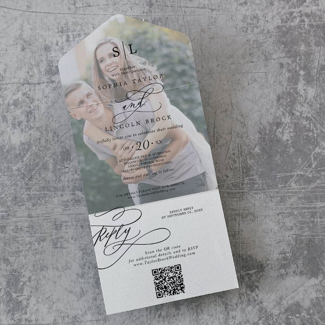 Casamento com Código QR de Foto do Monograma Român (Criador carregado)