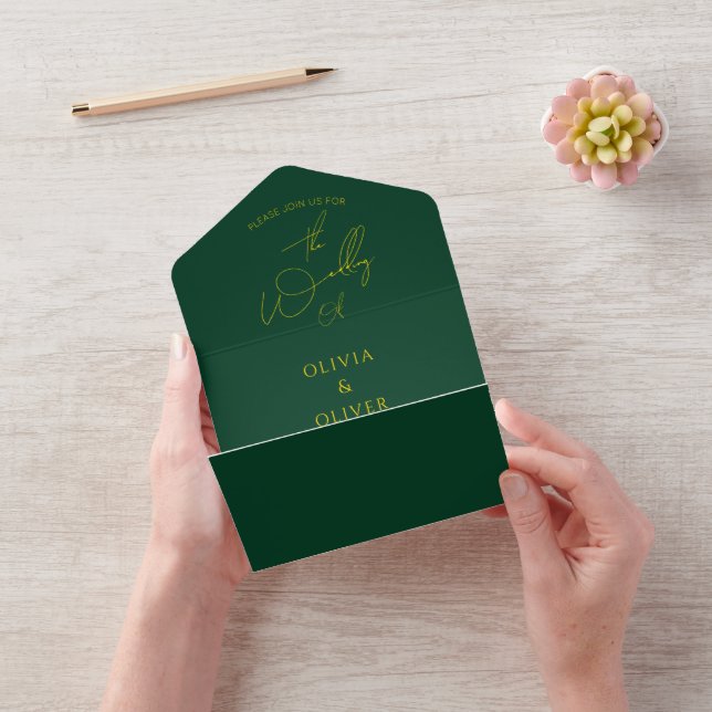 Casamento com código QR de ouro verde Todos em Um (Video)