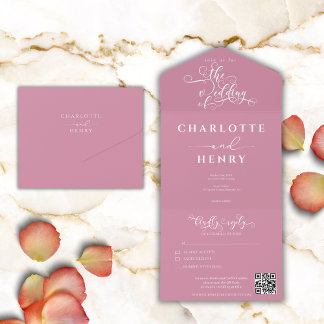 Casamento com Código QR de Pastel Rosa Elegante Mi