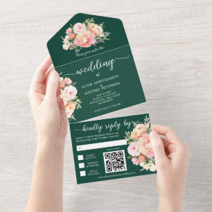 Casamento com Código QR de Peony Emerald Peony Mod