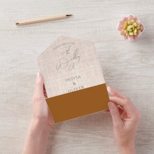 Casamento com código QR de terracotta faux linen