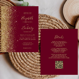 Casamento com Código QR do Glitter Dourado da Bord