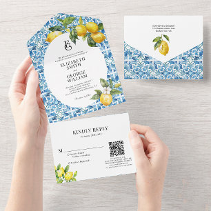 Casamento com Código Qr do Monograma Mediterrâneo