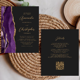 Casamento com Código QR Escuro de Agato Dourado Ro