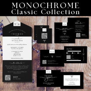 Casamento com Código QR Monocromático Branca Branc