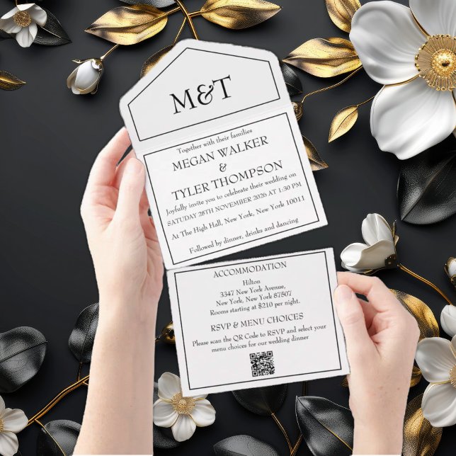 Casamento com Código QR Monocromático Preto e Bran (Criador carregado)