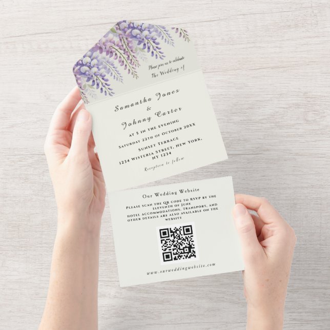 Casamento com Código QR Purple de Aquecedoria de W (Aba destacável)
