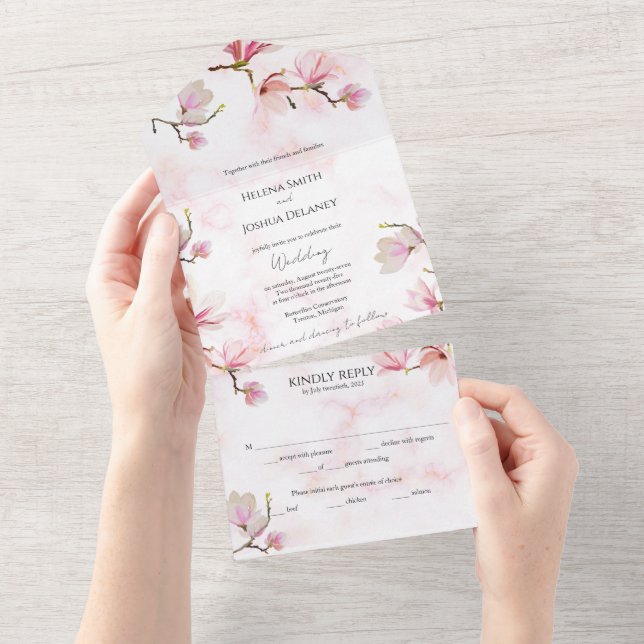 Casamento com Cor de Água da Magnolia Rosa (Aba destacável)