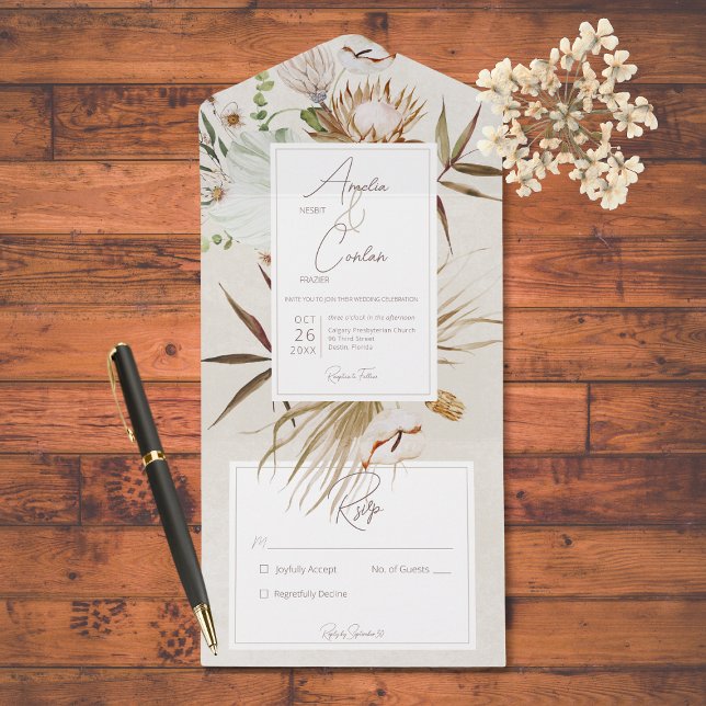 Casamento com Creme de Boho Floral Seco Neutro (Criador carregado)