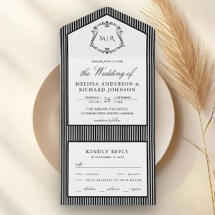 Casamento com Cumeeira Listrada Preto e Branco Mon