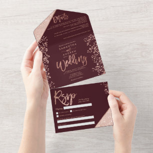 casamento com dourado rosa confetti burgundy