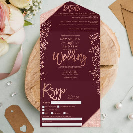 casamento com dourado rosa confetti burgundy