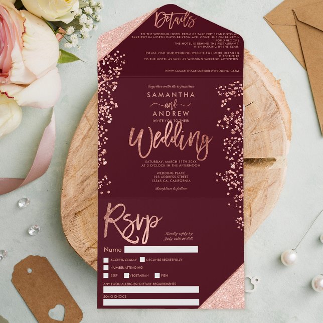casamento com dourado rosa confetti burgundy (Criador carregado)