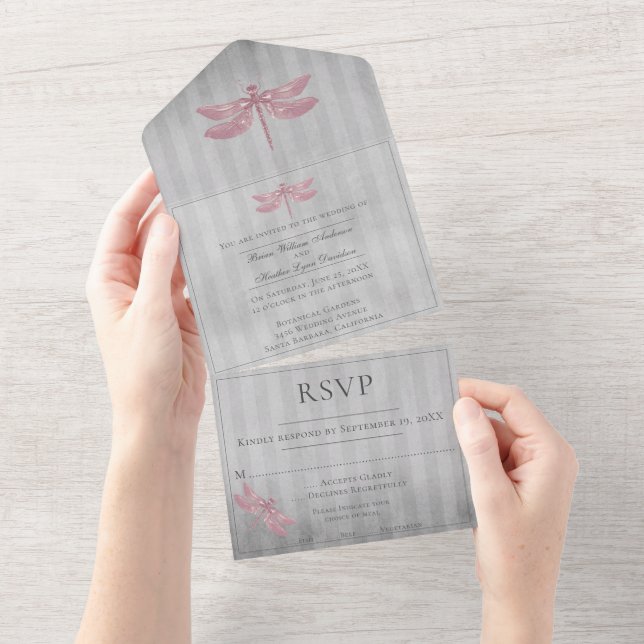Casamento com Dragonfly Rosa (Aba destacável)