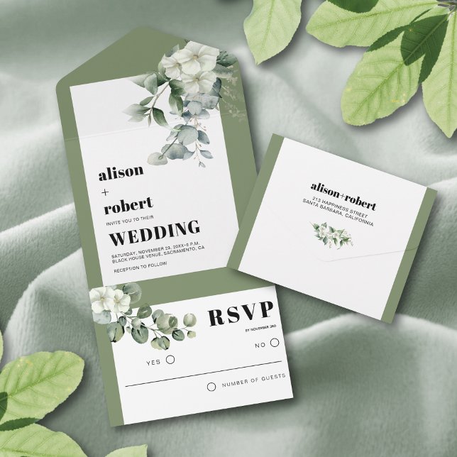 Casamento com eucalipto e flores brancas (Criador carregado)