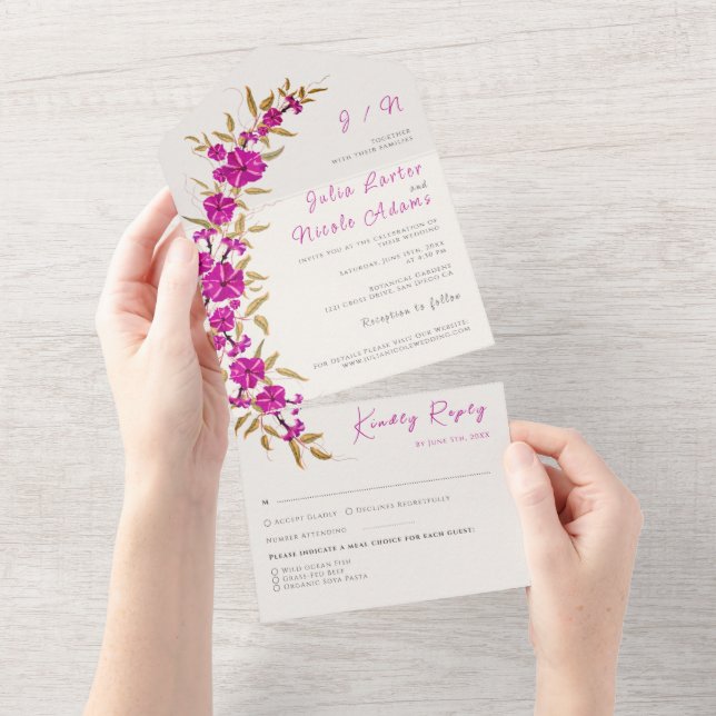 Casamento com Flores de Vinha de Trompete Selvagem (Aba destacável)