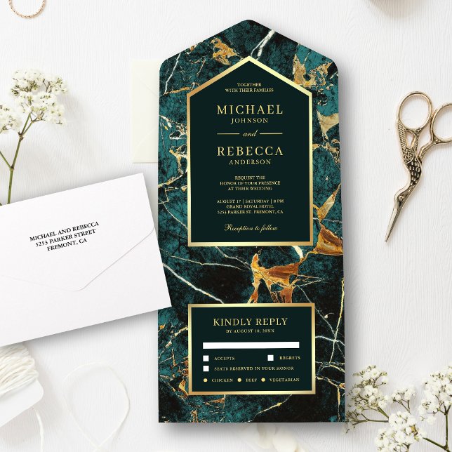 Casamento com Folha de Ouro Falso e Mármore Verde (Criador carregado)