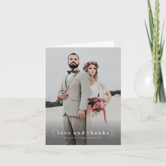 Casamento com Foto de Amor e Agradecimento Minimal (Frente)