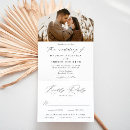 Casamento com Foto em Letra Preta Moderna e Elegan