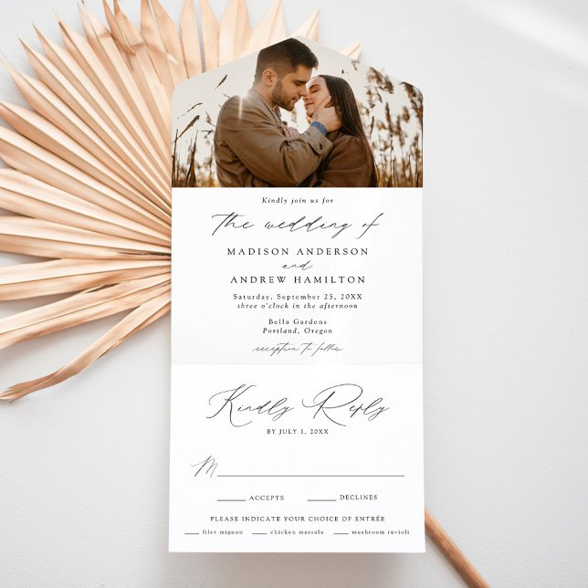 Casamento com Foto em Letra Preta Moderna e Elegan (Criador carregado)