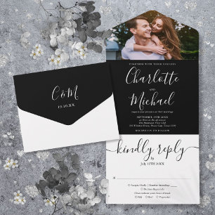 Casamento com Foto em Preto e Branco com Letra Mod