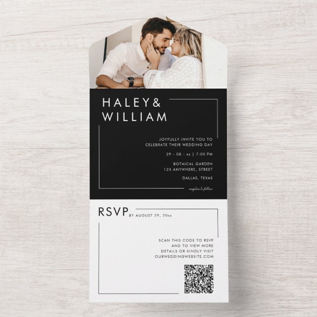 Casamento com Foto Minimalista Chic Preto e Branco (Interno)