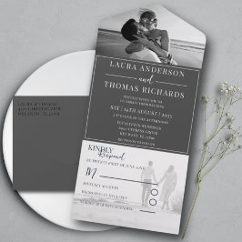 Casamento com Foto Preto e Branco Moderna