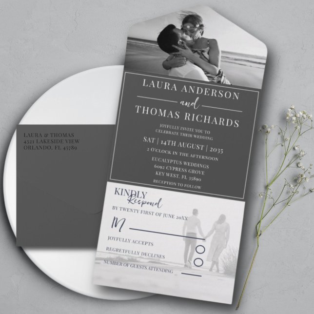 Casamento com Foto Preto e Branco Moderna (Criador carregado)