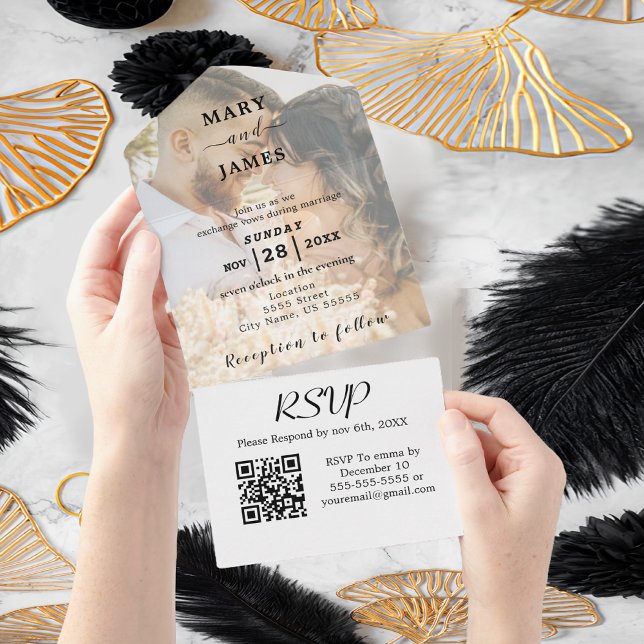 Casamento com Fotografias Românticas (Romantic Photo Wedding All In One Invitation
)