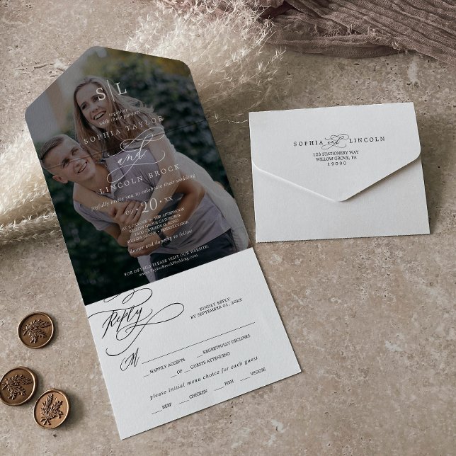 Casamento com Fotografias Românticas Monograma Esc (Criador carregado)