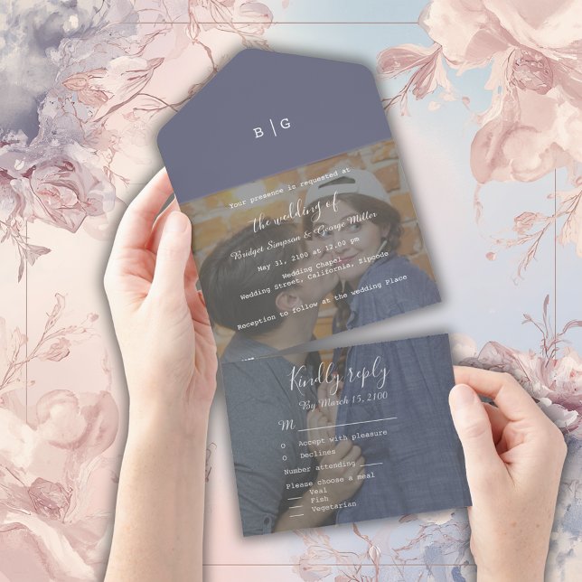 casamento com fotos de monograma de lilas roxas (Criador carregado)