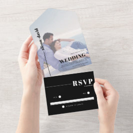 Casamento com fotos minimalistas de tipografia bra