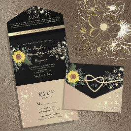 Casamento com Girassóis Preto e Dourado