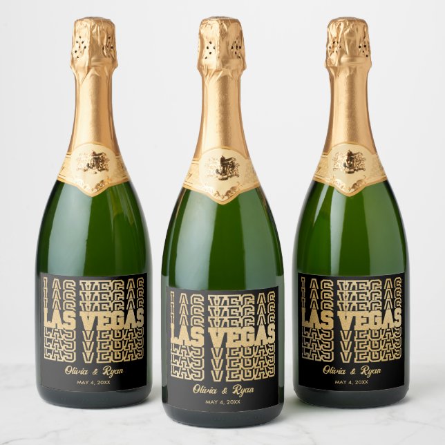 Casamento com Glam em Las Vegas Personalizado Dour (Garrafas)
