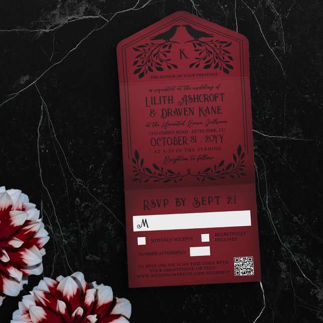 Casamento com Gótico de Monograma de Red Black Rav (Criador carregado)